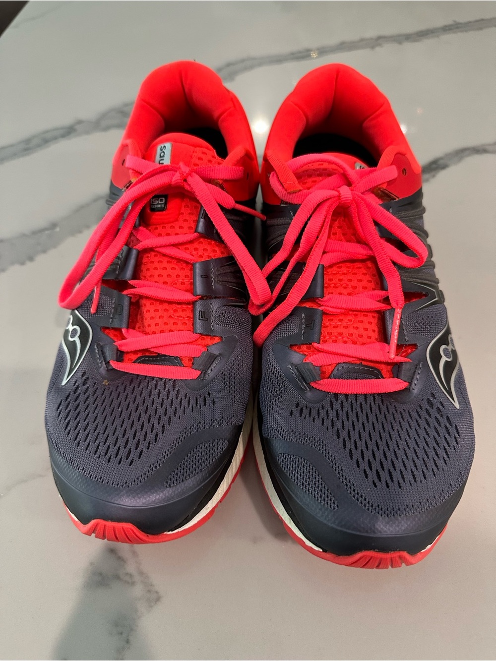 Saucony Women's Gray and Neon Pink/Red Running Shoes